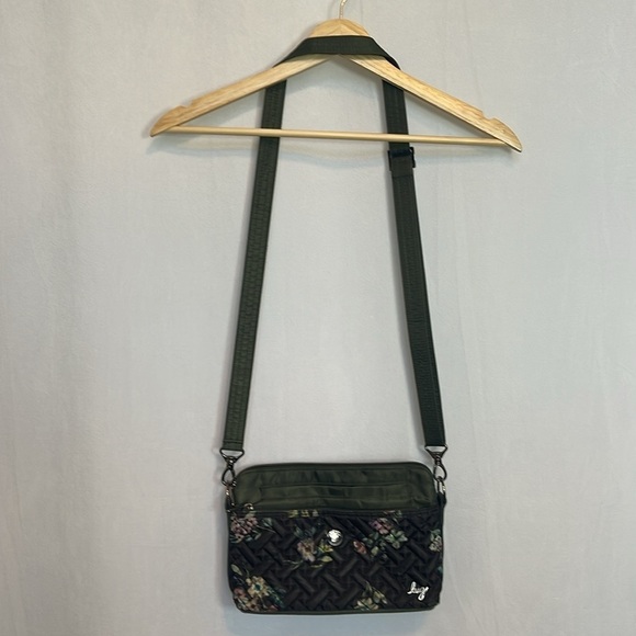 Lug Olive Green/Bouquet Black Color Blocked Quilted Convertible Crossbody RFID - Picture 2 of 14